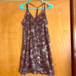 Black floral sequin mini dress